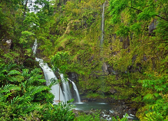 Upper Waikani Falls (Three Bears) - Road to Hana, Maui, Hawaii